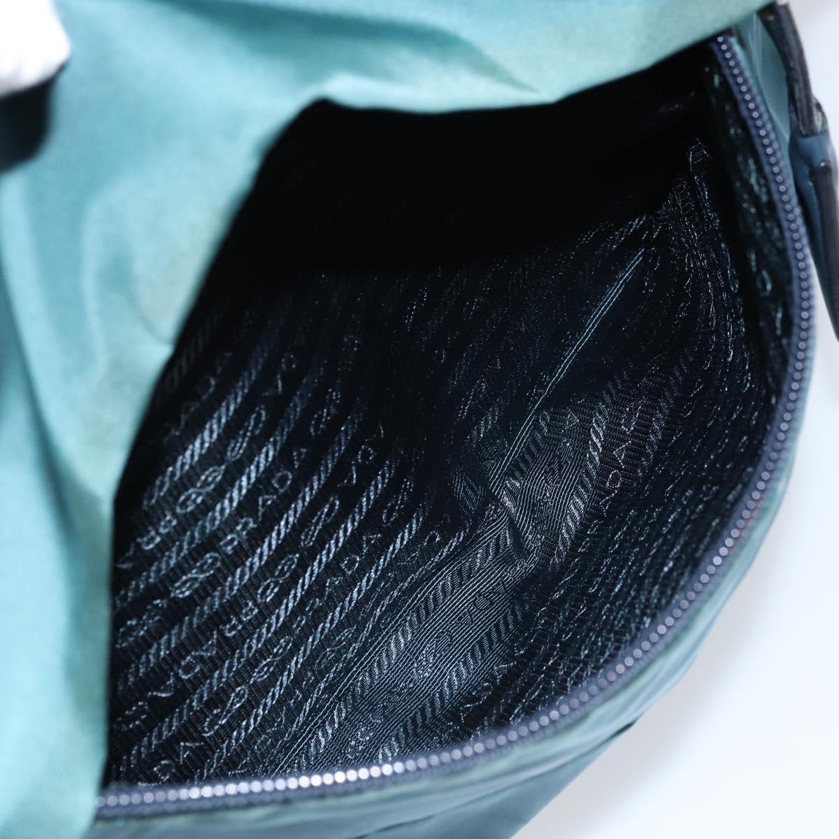 PRADA Shoulder Bag Nylon Blue Silver Auth ki6494