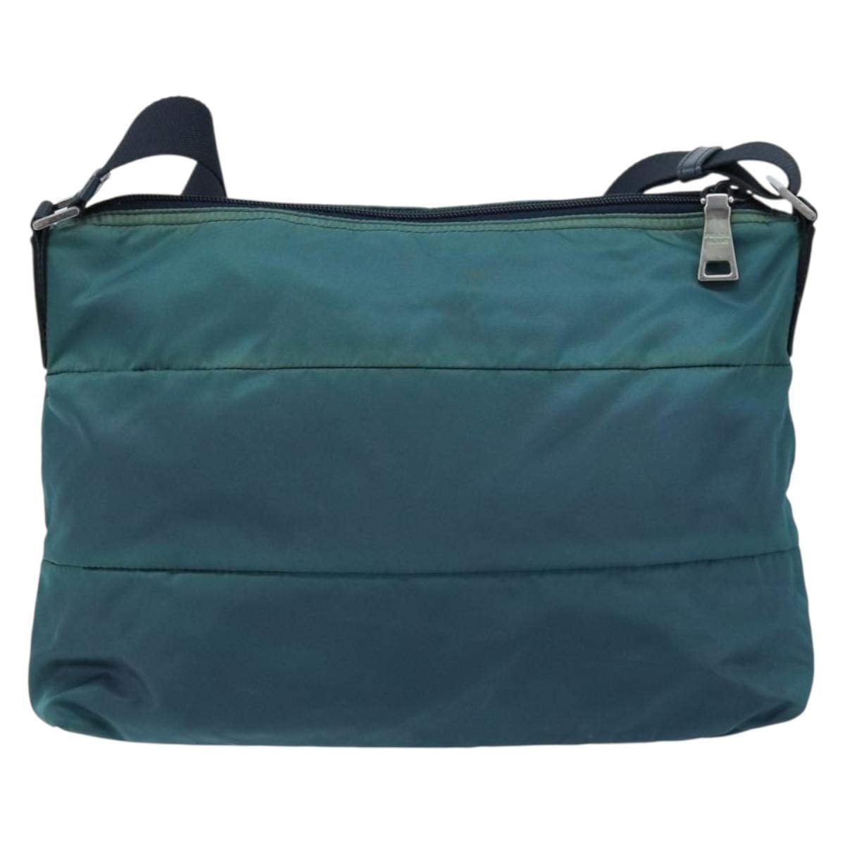 PRADA Shoulder Bag Nylon Blue Silver Auth ki6494