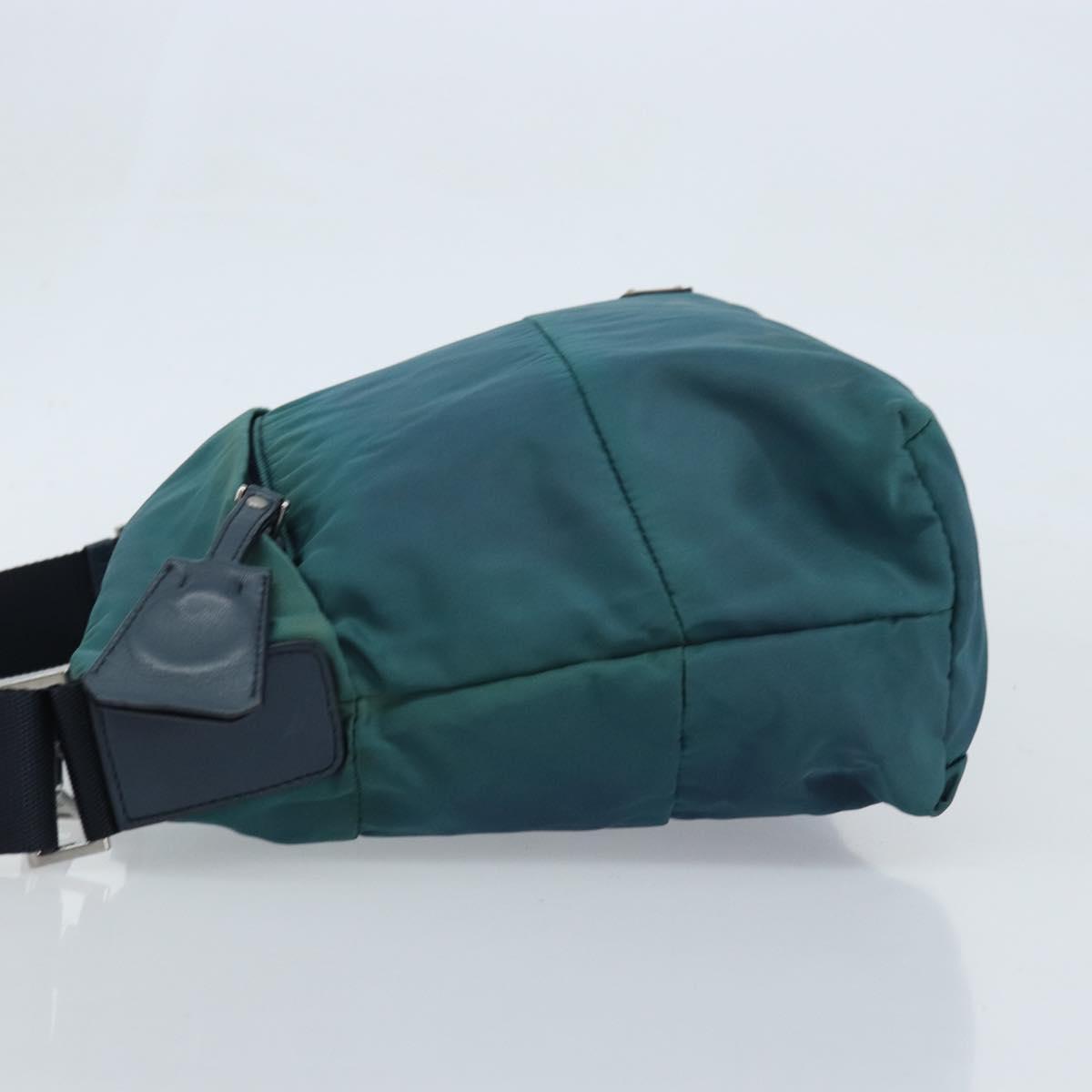 PRADA Shoulder Bag Nylon Blue Silver Auth ki6494