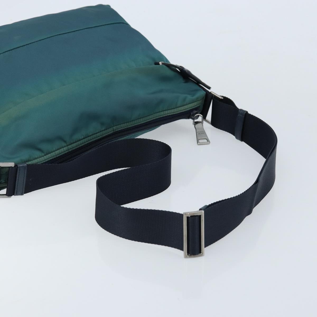 PRADA Shoulder Bag Nylon Blue Silver Auth ki6494
