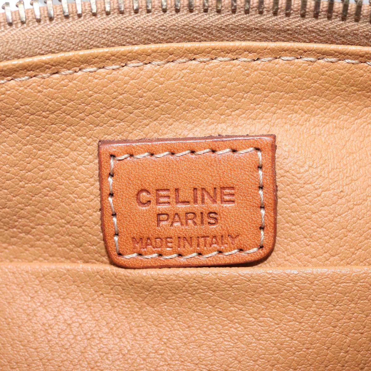 CELINE Macadam Canvas Pouch PVC Leather Brown Gold Auth ki6495
