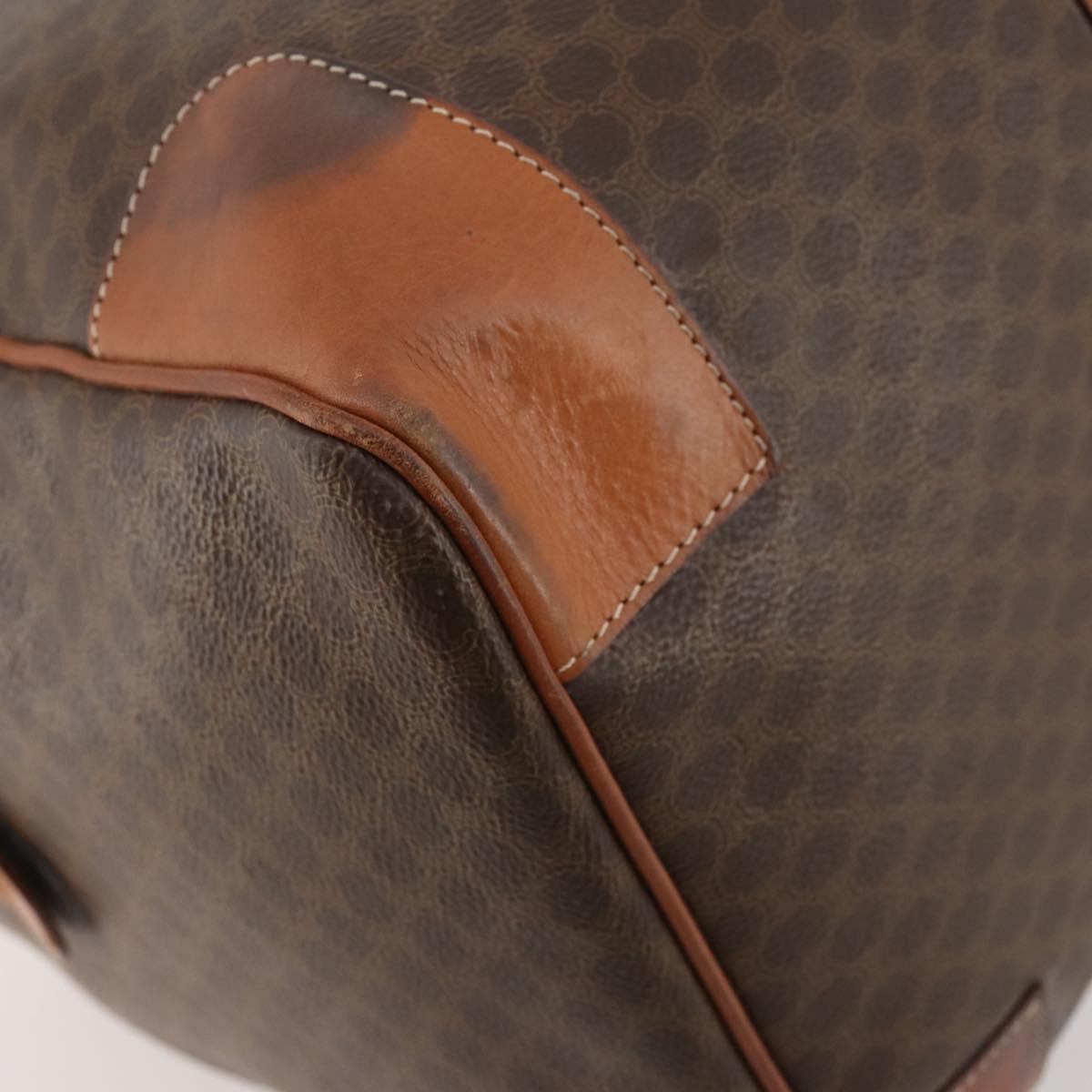 CELINE Macadam Canvas Boston Bag PVC Leather Brown Gold Auth ki6500