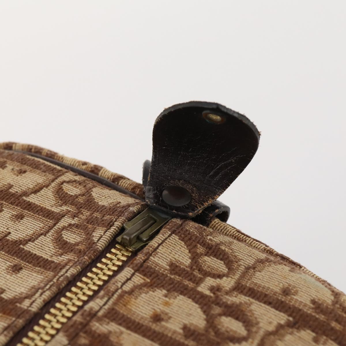 Christian Dior Trotter Canvas Boston Bag Brown Gold Auth ki6505