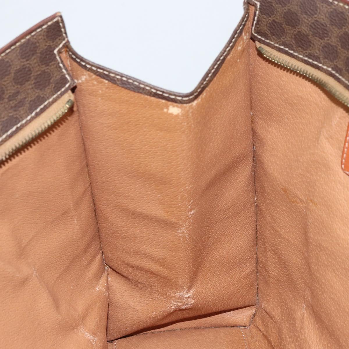 CELINE Macadam Canvas Tote Bag PVC Leather Brown Gold Auth ki6506
