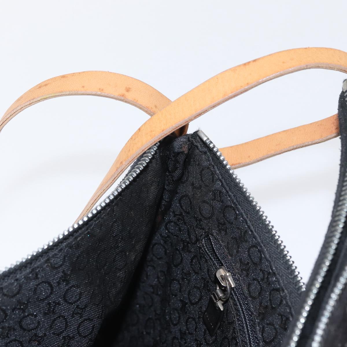 CELINE C Macadam Canvas Shoulder Bag Suede Leather Black Silver Auth ki6507