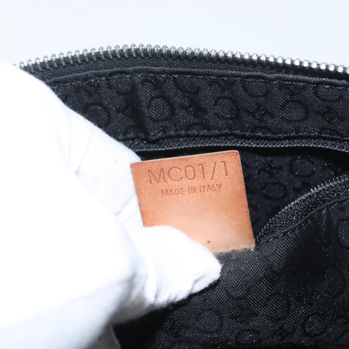 CELINE C Macadam Canvas Shoulder Bag Suede Leather Black Silver Auth ki6507