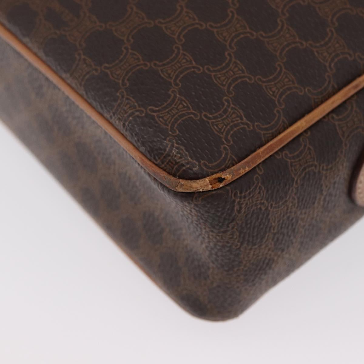 CELINE Macadam Canvas Shoulder Bag PVC Leather Brown Gold Auth ki6508
