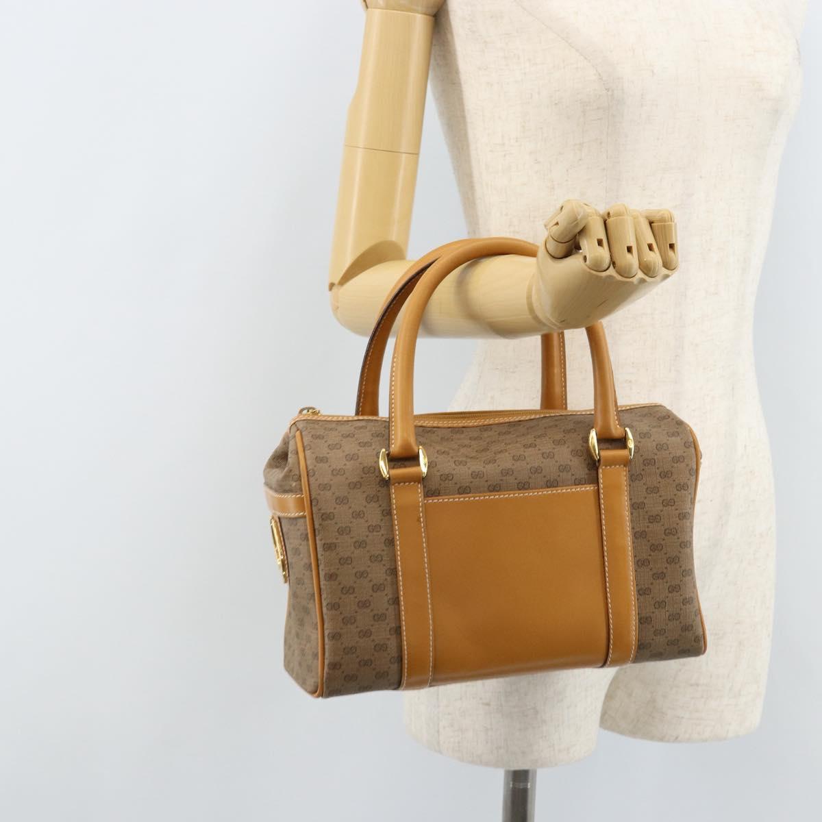 GUCCI Micro GG Supreme Mini Boston Bag PVC Beige Gold 000 39 0158 Auth ki6510