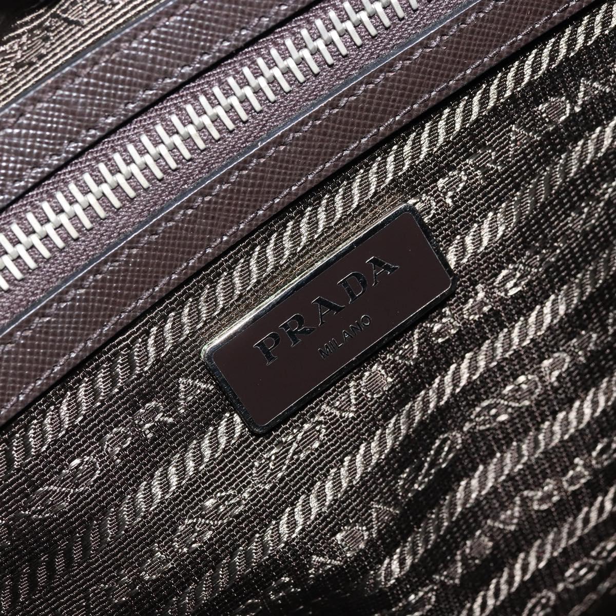 PRADA Shoulder Bag Nylon Silver Khaki Auth ki6511