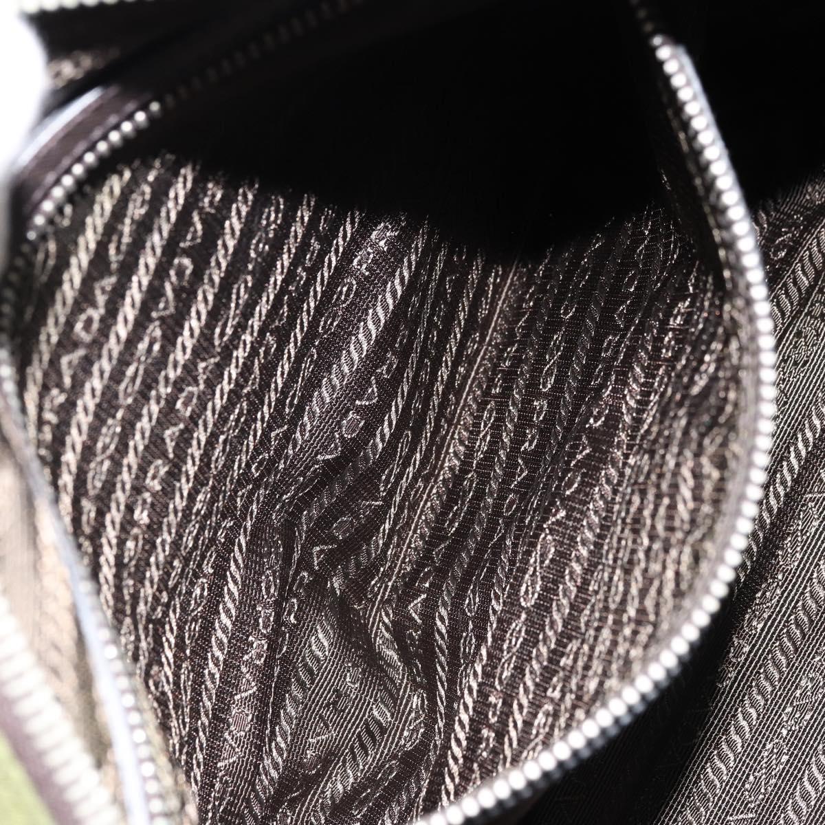PRADA Shoulder Bag Nylon Silver Khaki Auth ki6511