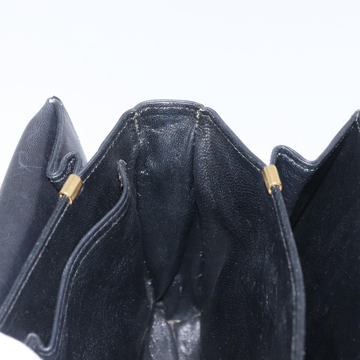 CELINE Horse Carriage Shoulder Bag Leather Black Gold Auth ki6513