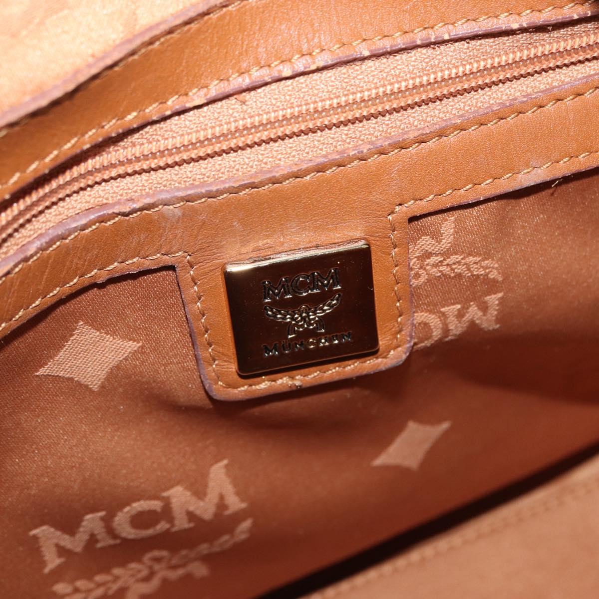 MCM Vicetos Mini Logogram Boston Bag PVC Leather Brown Gold Auth ki6516