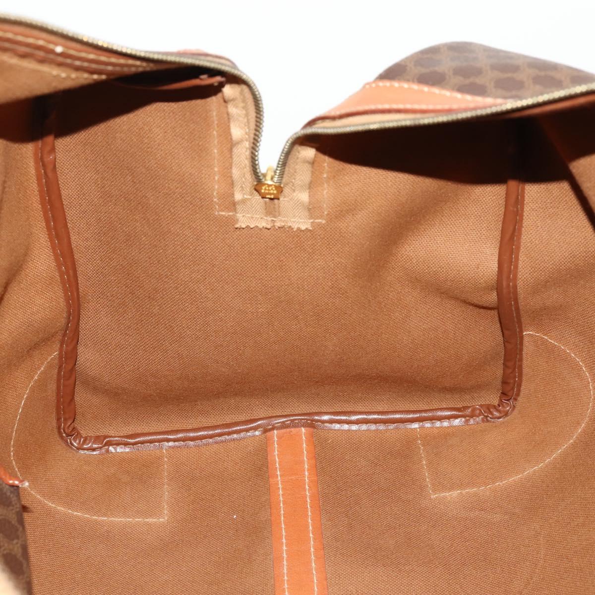 CELINE Macadam Canvas Boston Bag PVC Leather Brown Gold Auth ki6517
