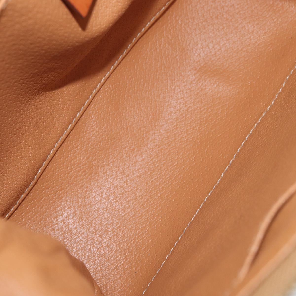 CELINE Macadam Canvas Pouch PVC Leather Brown Gold Auth ki6520