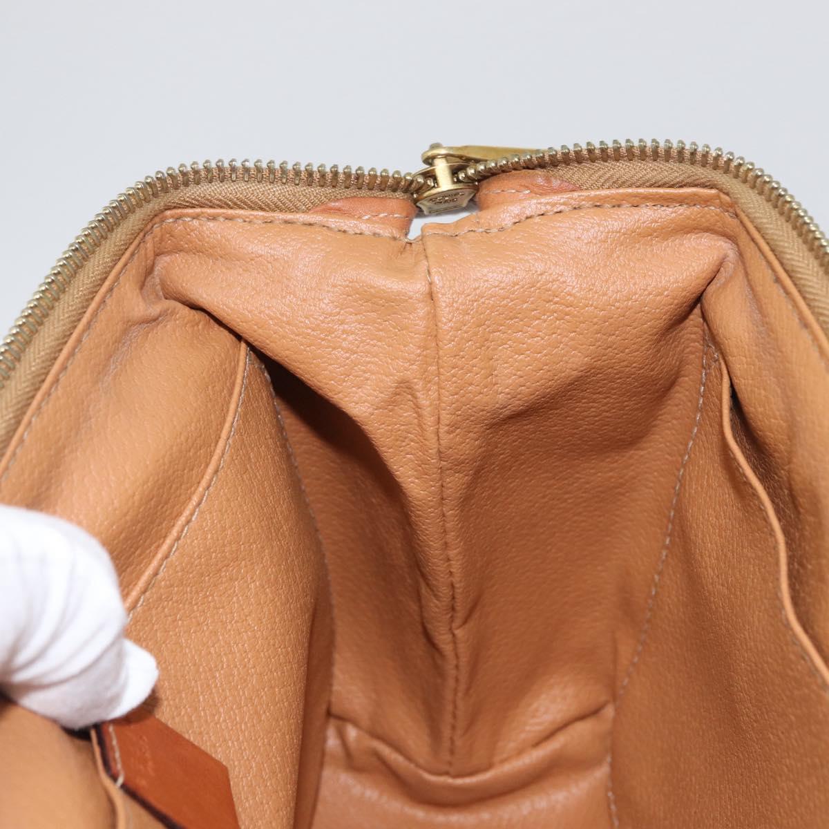 CELINE Macadam Canvas Pouch PVC Leather Brown Gold Auth ki6520