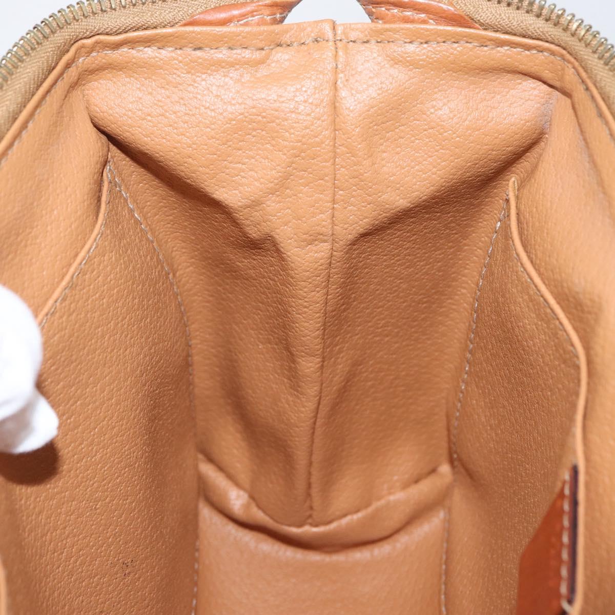 CELINE Macadam Canvas Pouch PVC Leather Brown Gold Auth ki6520