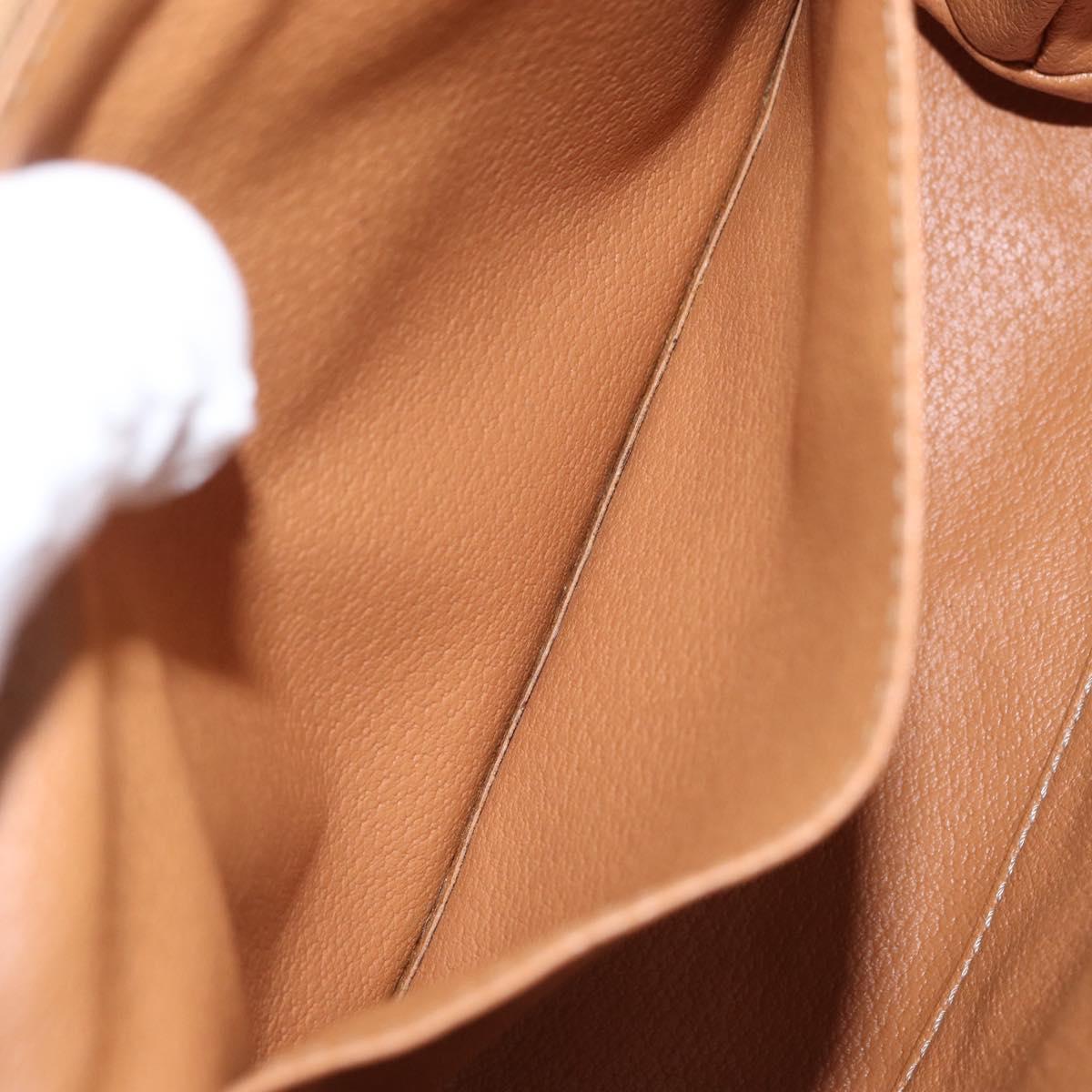 CELINE Macadam Canvas Pouch PVC Leather Brown Gold Auth ki6520