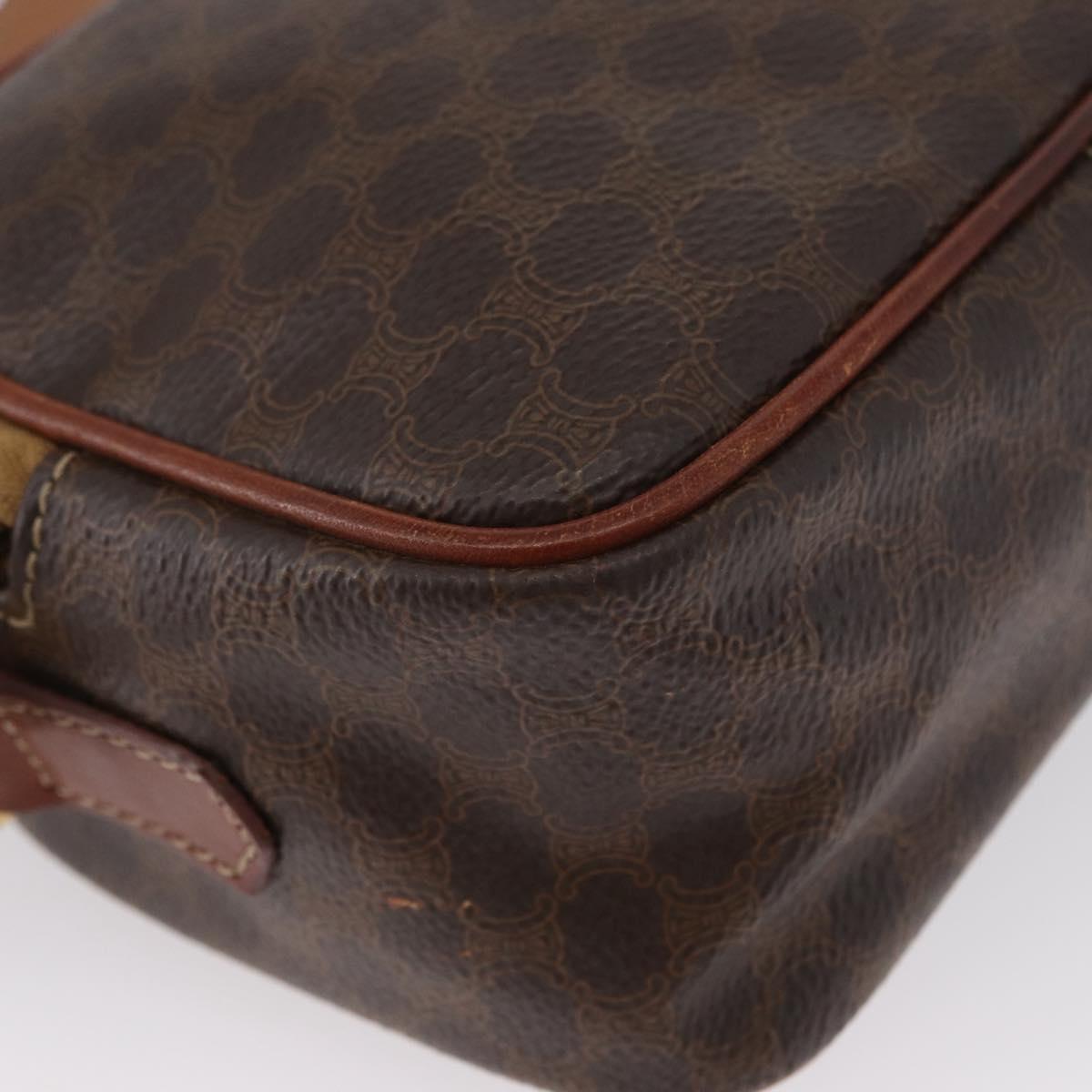 CELINE Macadam Canvas Hand Bag PVC Leather 2way Brown Gold Auth ki6521