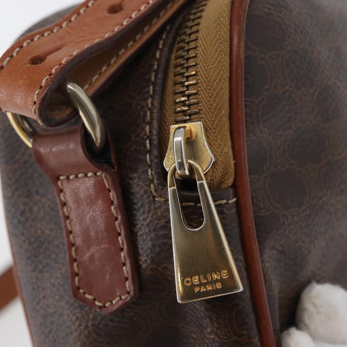 CELINE Macadam Canvas Hand Bag PVC Leather 2way Brown Gold Auth ki6521