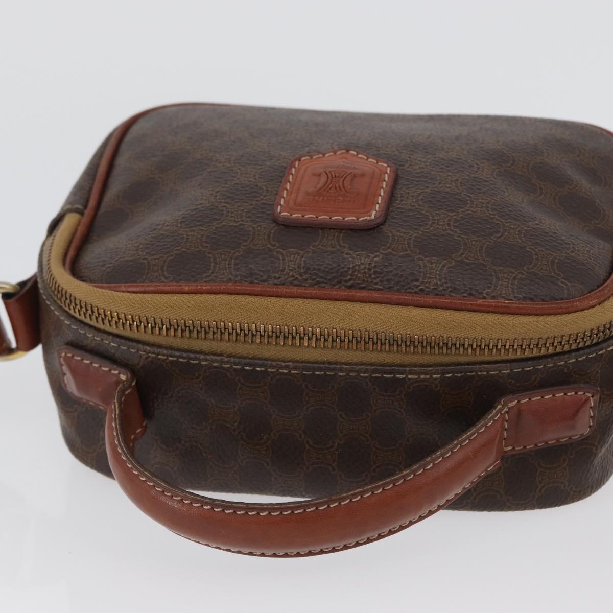 CELINE Macadam Canvas Hand Bag PVC Leather 2way Brown Gold Auth ki6521