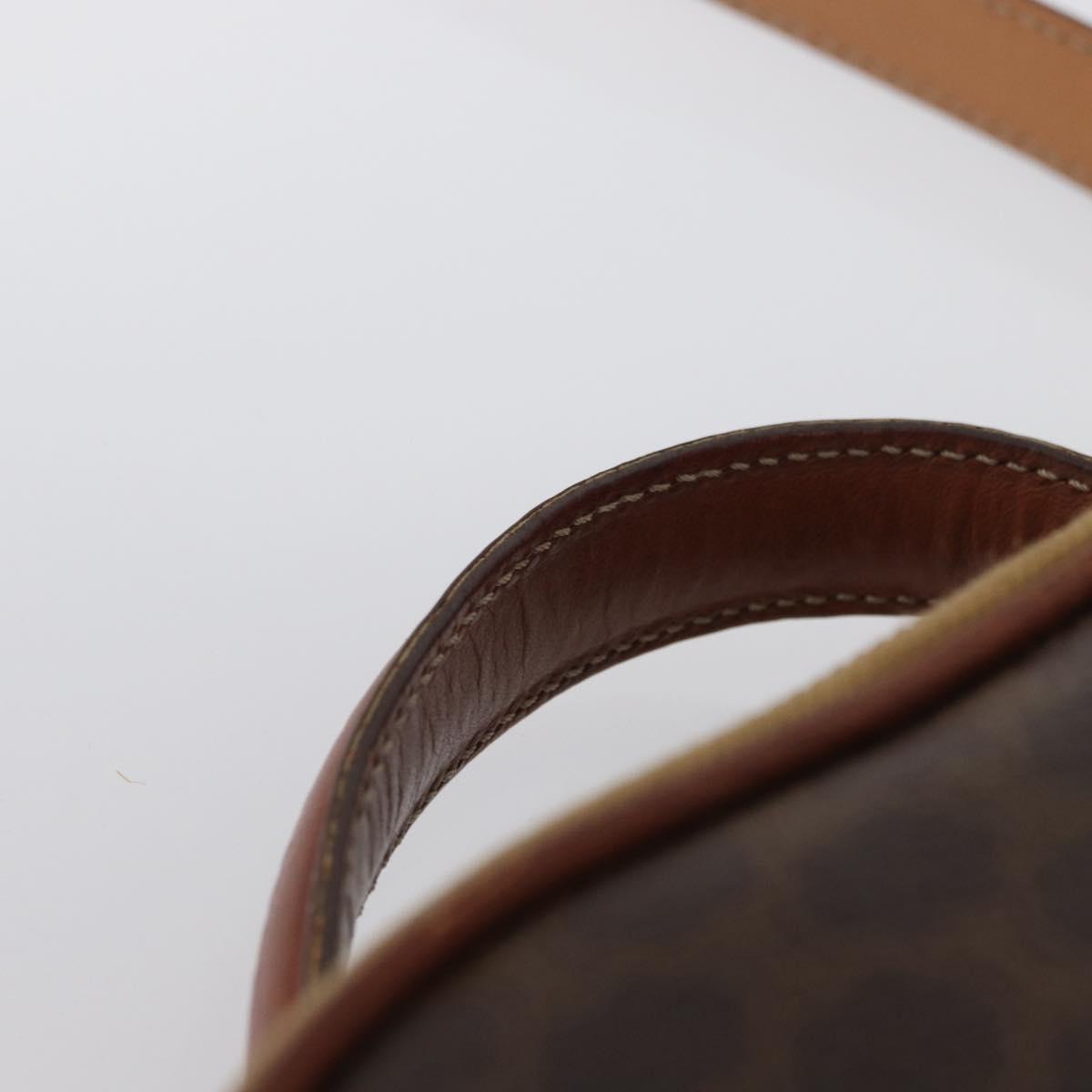 CELINE Macadam Canvas Hand Bag PVC Leather 2way Brown Gold Auth ki6521