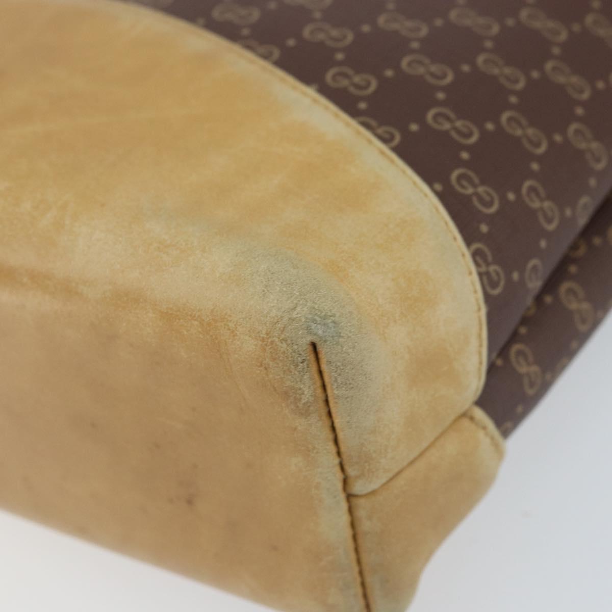 GUCCI Micro GG Supreme Shoulder Bag PVC Brown Gold Auth ki6524