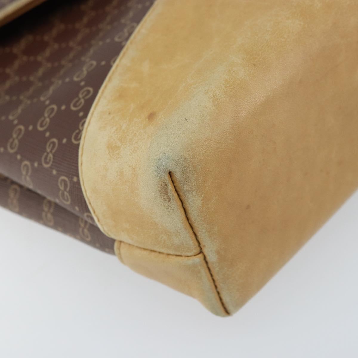 GUCCI Micro GG Supreme Shoulder Bag PVC Brown Gold Auth ki6524