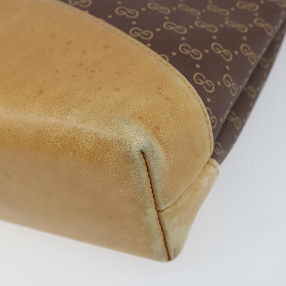 GUCCI Micro GG Supreme Shoulder Bag PVC Brown Gold Auth ki6524