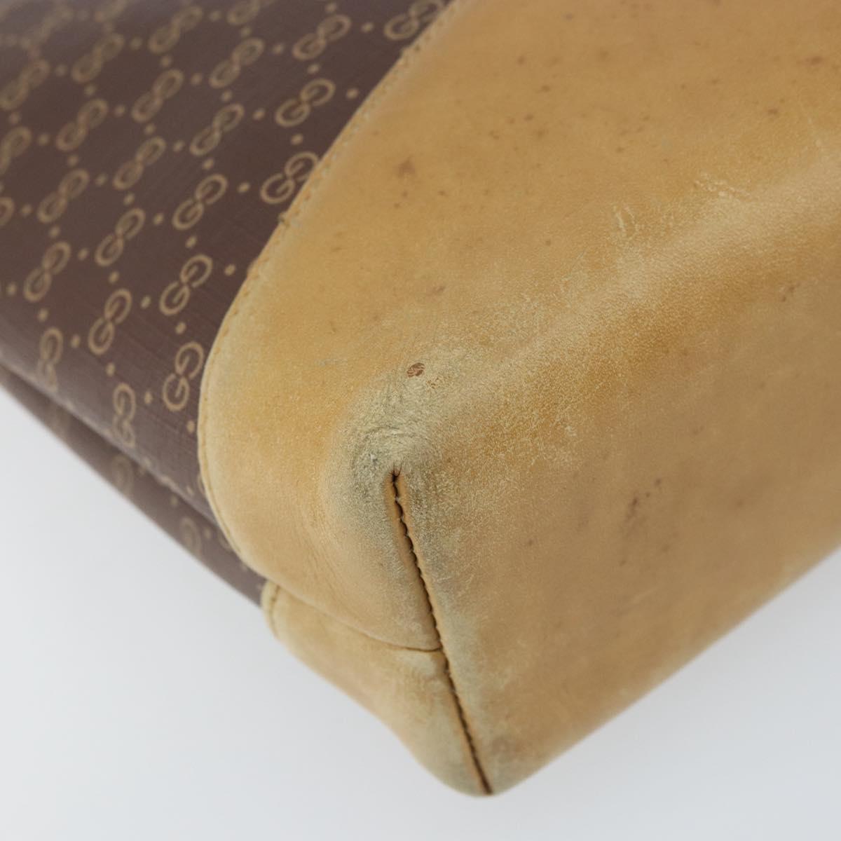 GUCCI Micro GG Supreme Shoulder Bag PVC Brown Gold Auth ki6524