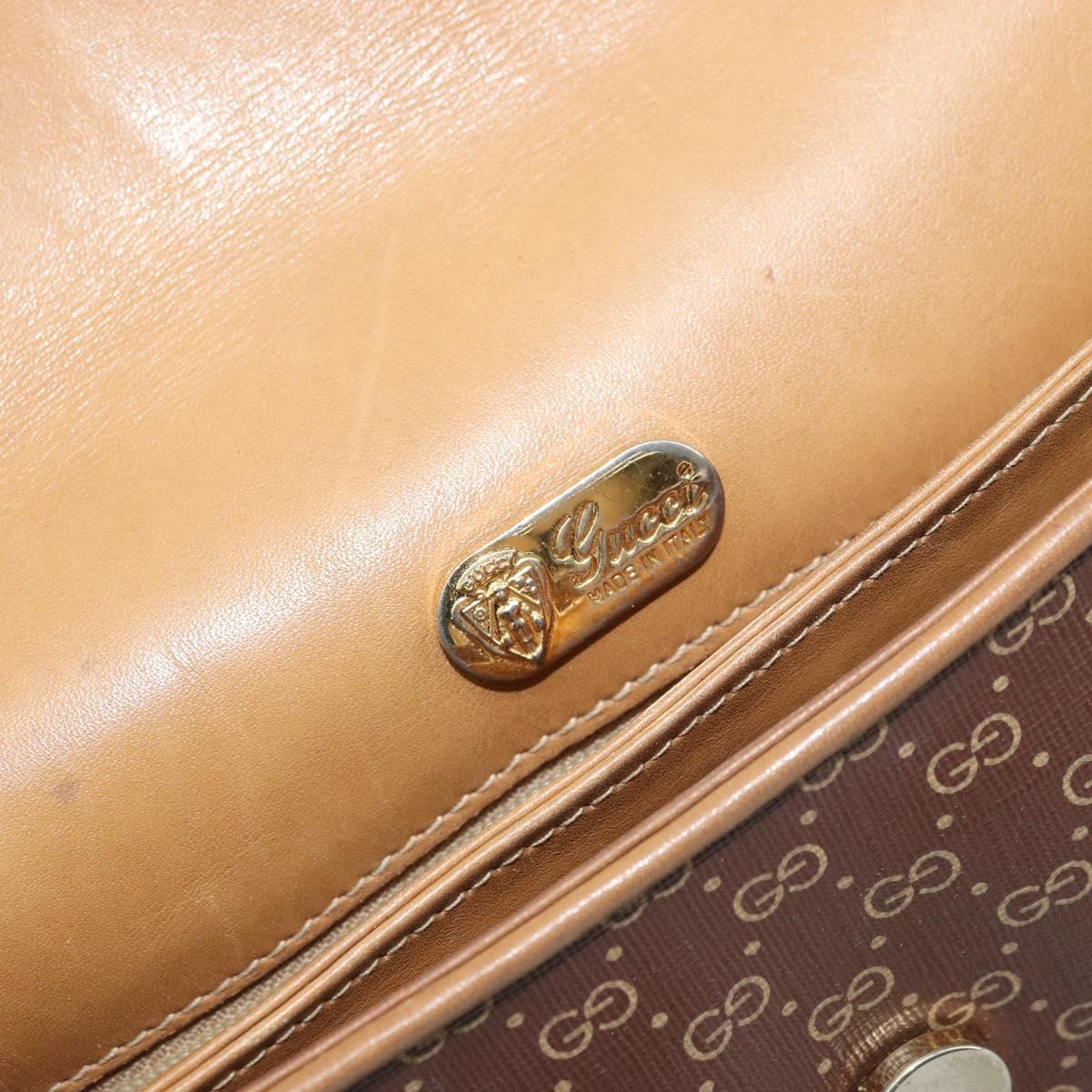 GUCCI Micro GG Supreme Shoulder Bag PVC Brown Gold Auth ki6524