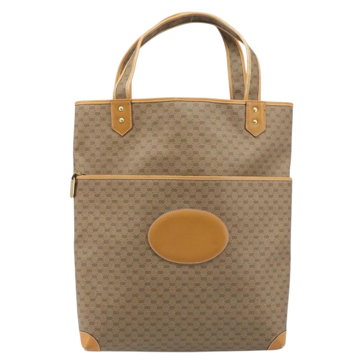 GUCCI Micro GG Supreme Tote Bag PVC Beige Gold 002 58 0054 Auth ki6529