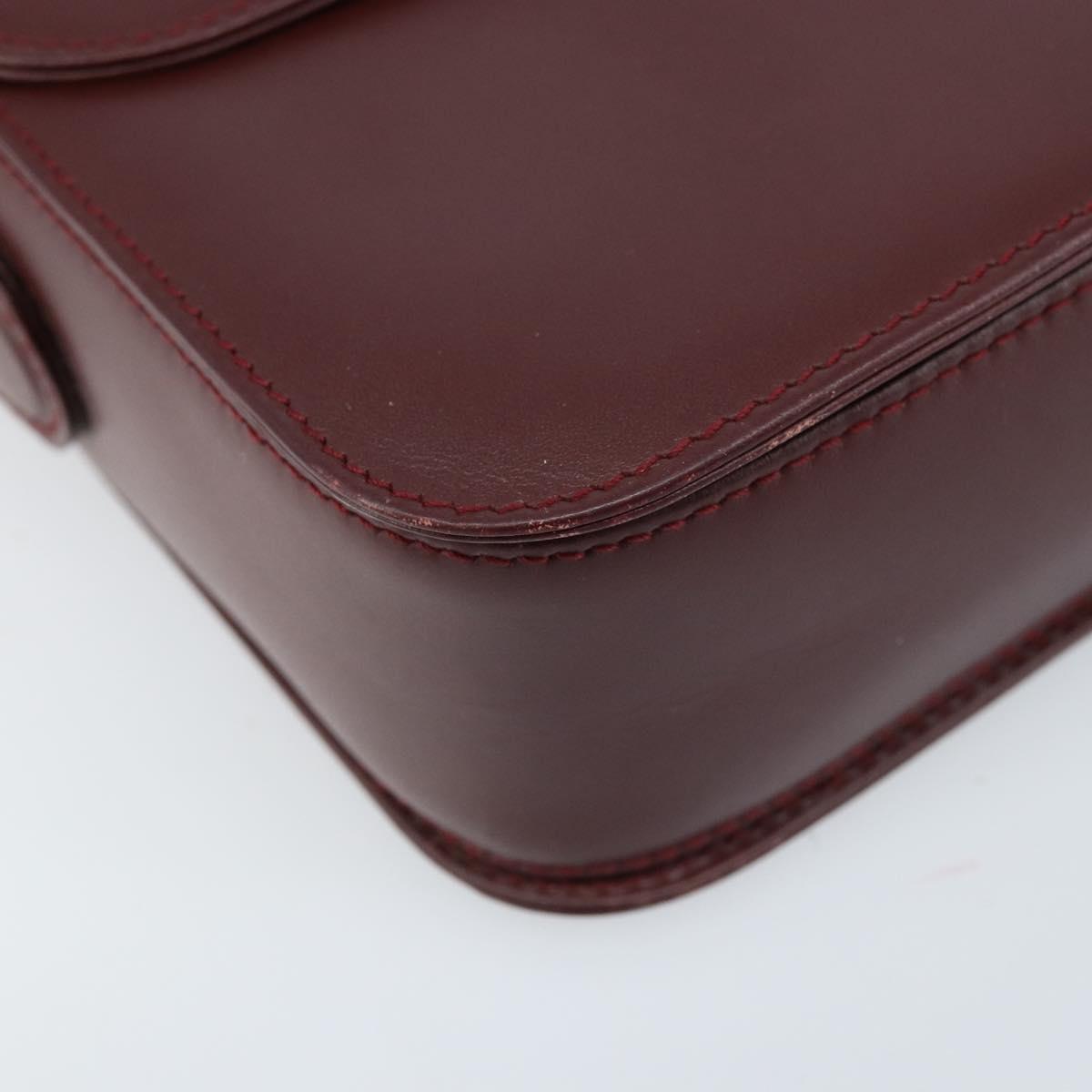 CARTIER Must Line Shoulder Bag Leather Bordeaux Gold Auth ki6537
