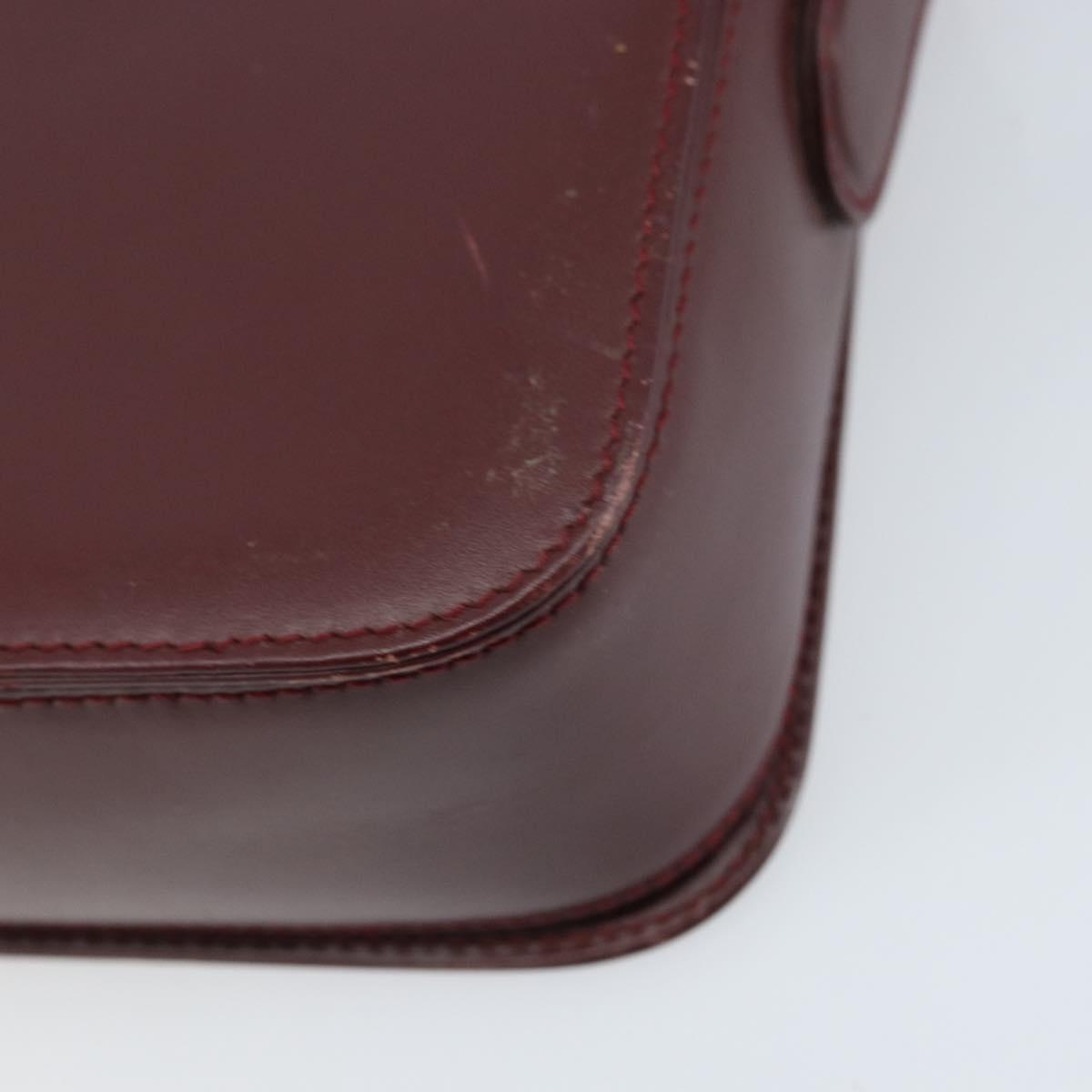 CARTIER Must Line Shoulder Bag Leather Bordeaux Gold Auth ki6537