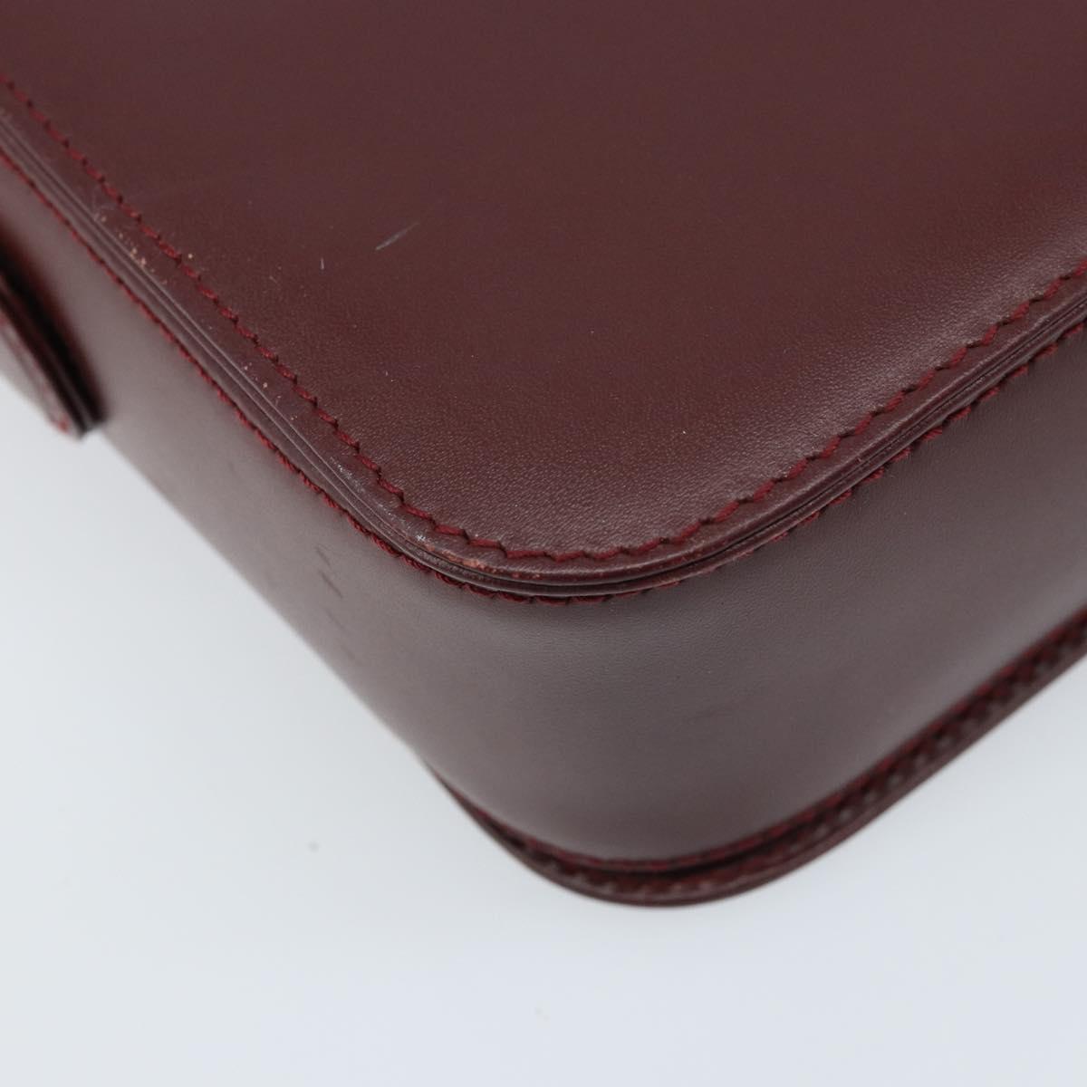CARTIER Must Line Shoulder Bag Leather Bordeaux Gold Auth ki6537