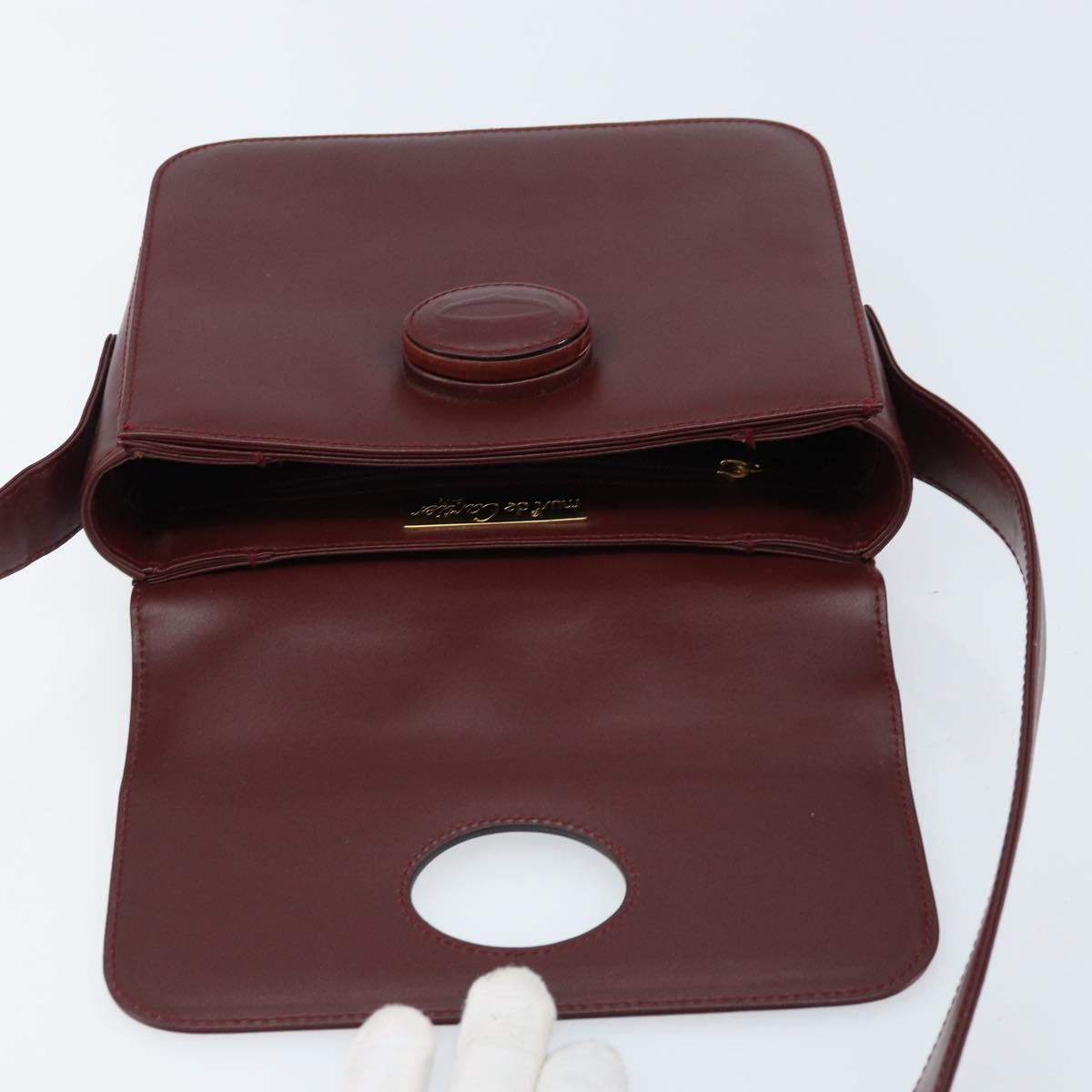 CARTIER Must Line Shoulder Bag Leather Bordeaux Gold Auth ki6537