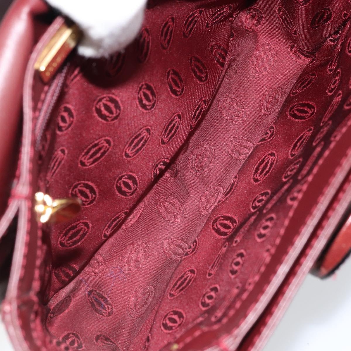 CARTIER Must Line Shoulder Bag Leather Bordeaux Gold Auth ki6537