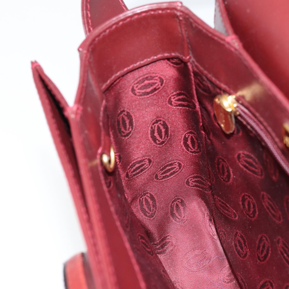 CARTIER Must Line Shoulder Bag Leather Bordeaux Gold Auth ki6537