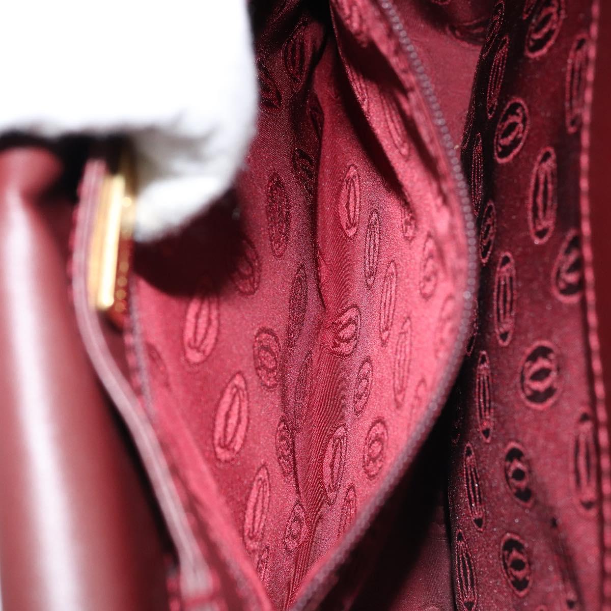 CARTIER Must Line Shoulder Bag Leather Bordeaux Gold Auth ki6537