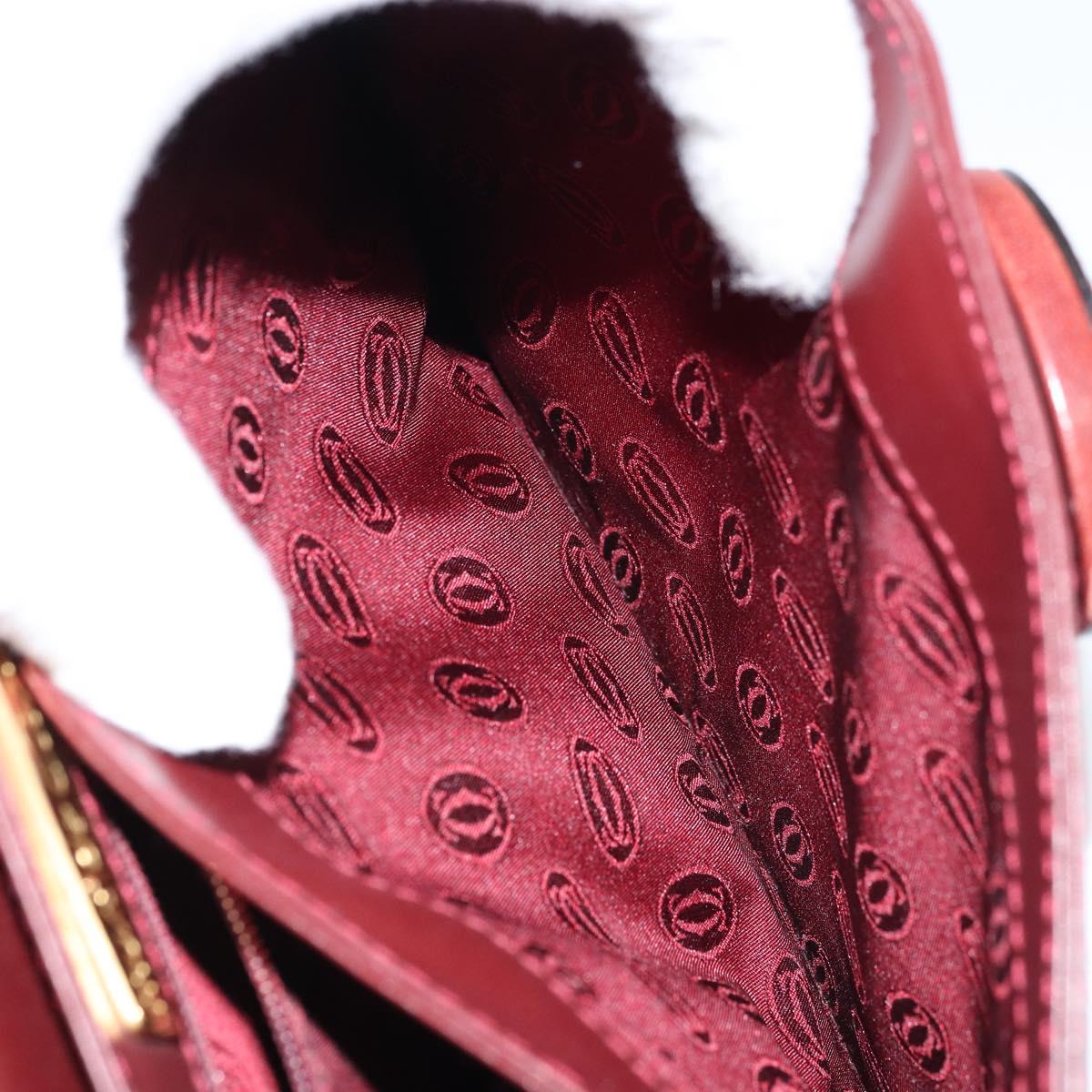 CARTIER Must Line Shoulder Bag Leather Bordeaux Gold Auth ki6537