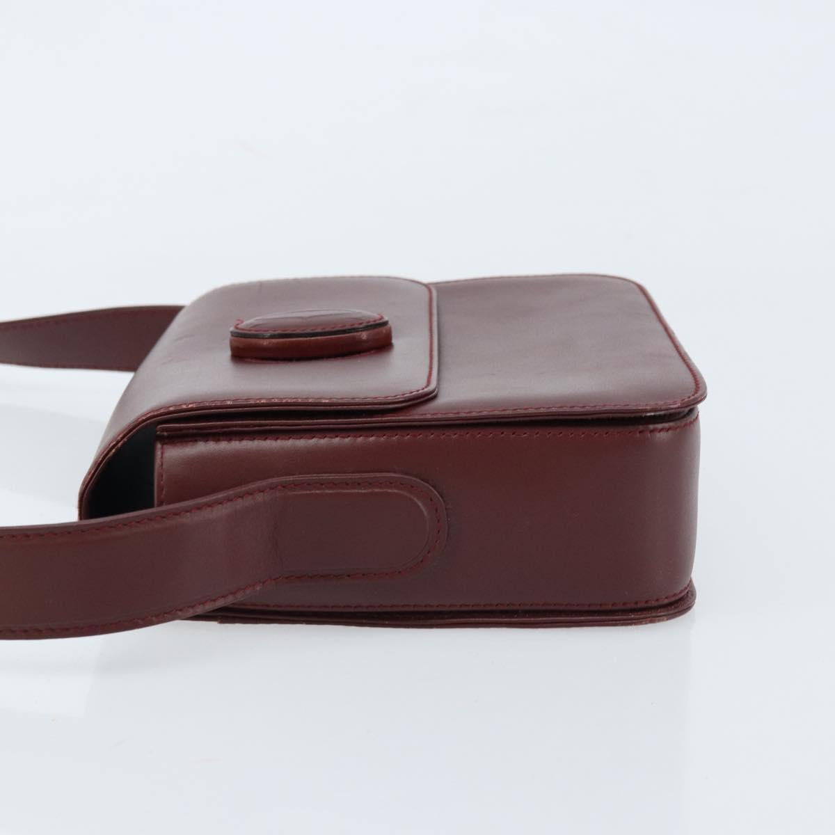 CARTIER Must Line Shoulder Bag Leather Bordeaux Gold Auth ki6537