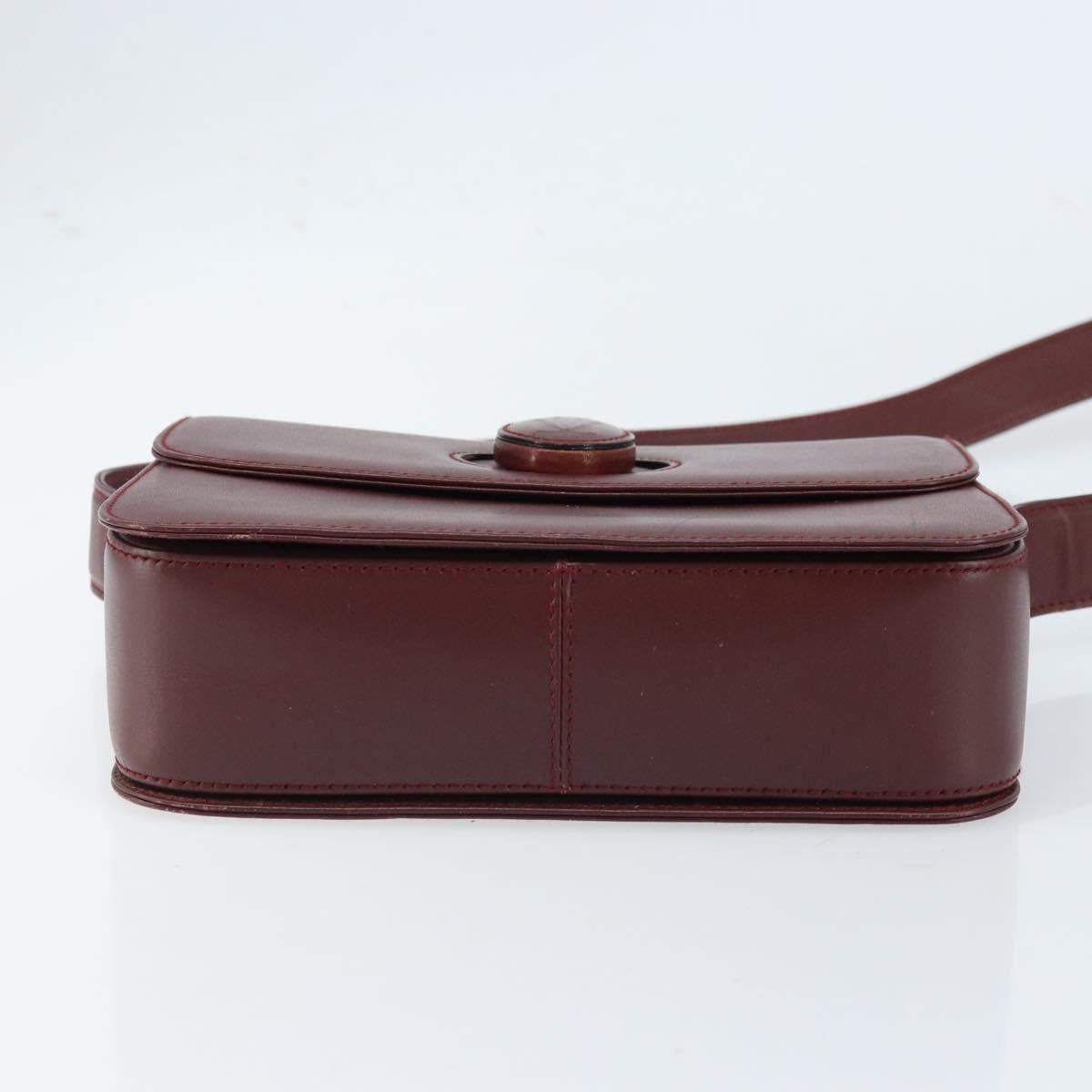 CARTIER Must Line Shoulder Bag Leather Bordeaux Gold Auth ki6537