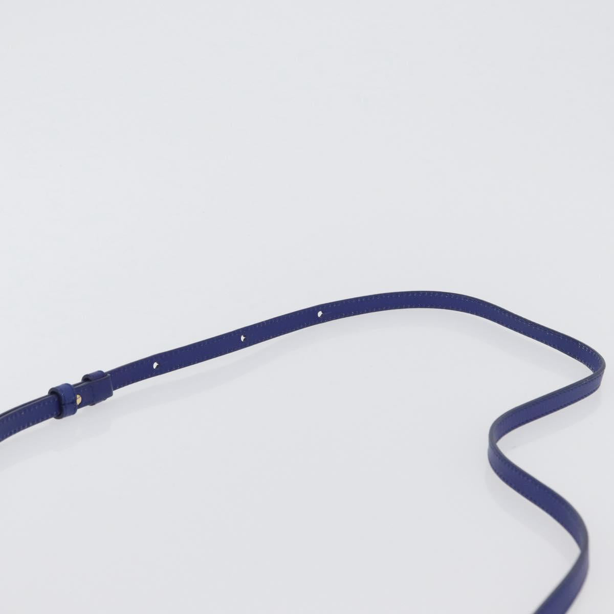 CELINE Trio Large Shoulder Bag Leather Blue Gold Auth ki6538