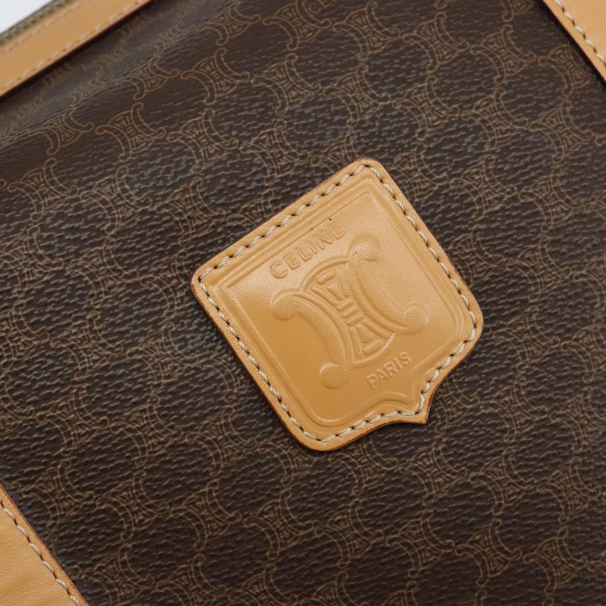 CELINE Macadam Canvas Boston Bag PVC Leather Brown Gold Auth ki6543A