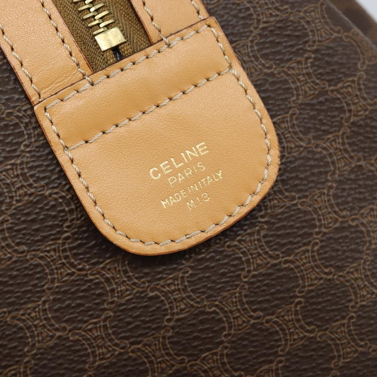 CELINE Macadam Canvas Boston Bag PVC Leather Brown Gold Auth ki6543A