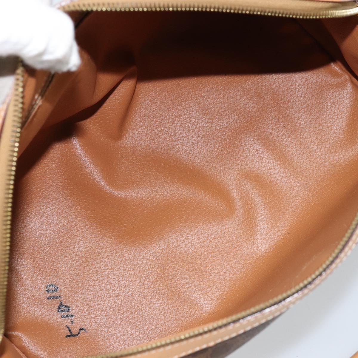 CELINE Macadam Canvas Boston Bag PVC Leather Brown Gold Auth ki6543A