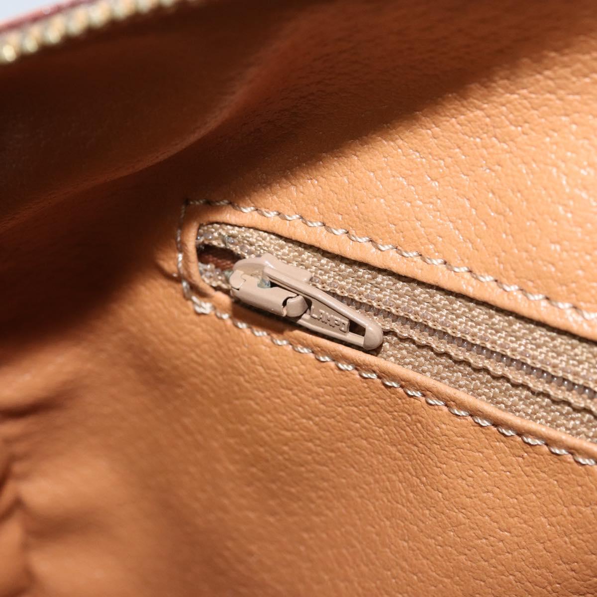 CELINE Macadam Canvas Boston Bag PVC Leather Brown Gold Auth ki6543A