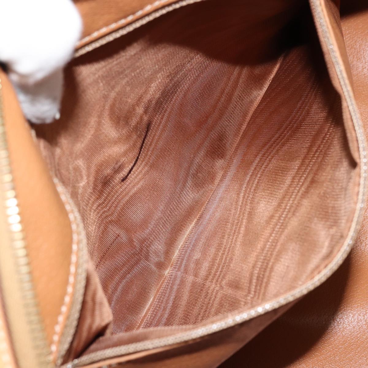 CELINE Macadam Canvas Boston Bag PVC Leather Brown Gold Auth ki6543A