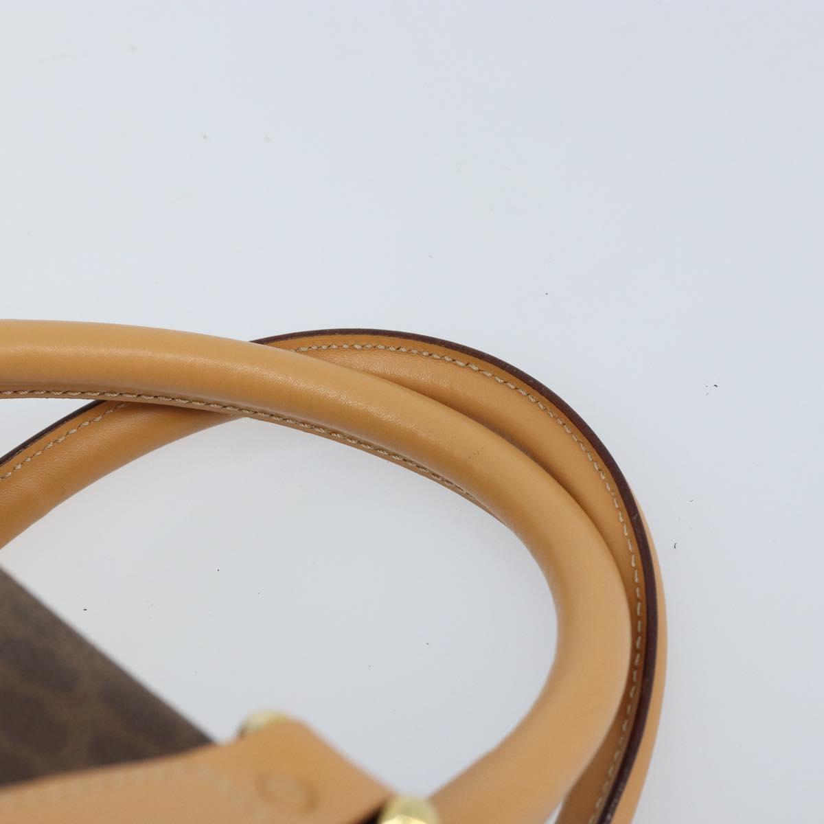 CELINE Macadam Canvas Boston Bag PVC Leather Brown Gold Auth ki6543A