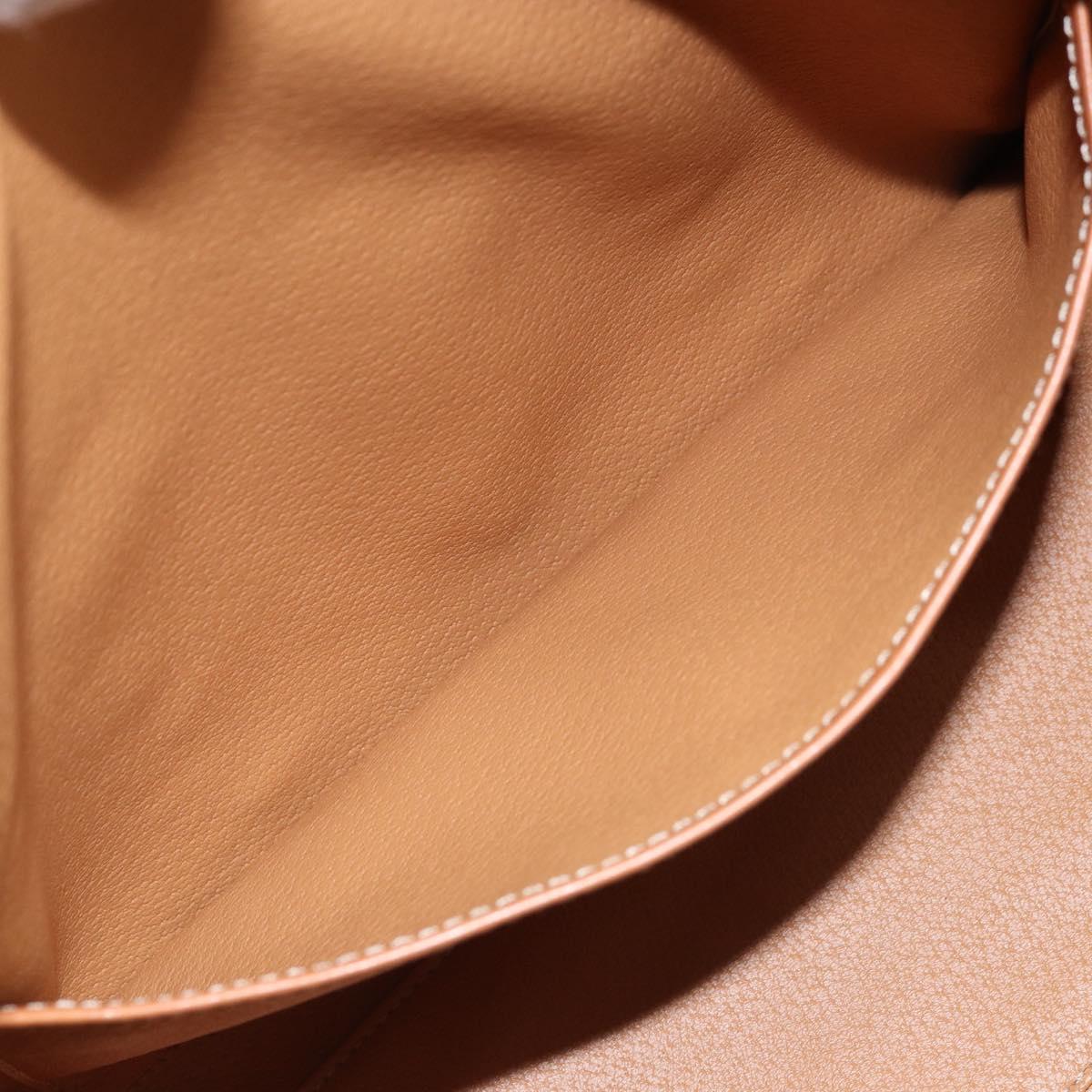 CELINE Macadam Canvas Boston Bag PVC Leather Brown Gold Auth ki6547