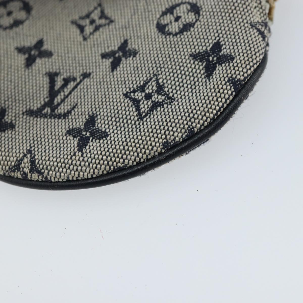 LOUIS VUITTON Mini Porte Monnaie Round Coin Purse Blue M92460 LV Auth ki6549